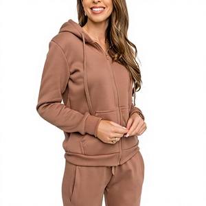 Wholesale FARMAN TRADERS Comfortable 100% Cotton Breathable Eco-Friendly Winter Fashion Women Jogger Set Full Zip <b>Hoodie</b> - Product Image 4
