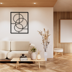 Arte de Pared Metálico Geométrico Moderno, Decoración de Pared con Círculos Superpuestos Abstractos, Escultura de Panel de Hierro de Lujo para Sala de Estar - Product Image 4