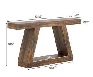 Mesa Consola Rústica de Madera Maciza con Base de Trípode y Estante de Almacenamiento para Entrada o Sala de Estar - Product Image 6