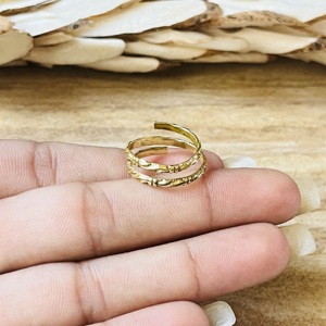 Unique Design Latest Brass Rings Boho Bamboo <b>Wrap</b> Band Tribal Material Jewelry Women 18k Gold Plated Nature Spiral Wholesale/OEM - Product Image 2