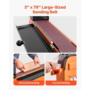 Levigatrice a Nastro Industriale 2200W 1000RPM con Angoli Regolabili da 0 a 45°, 3'' x 79'' - Product Image 3