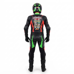 Combinaison de course premium pour homme 1 pièce en cuir de vache véritable/cuir de kangourou, style MotoCP, avec protections niveau 2 - Product Image 2