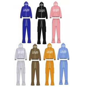 Ensemble de survêtements pour hommes imprimés sur mesure, effet délavé, avec pantalon évasé et sweat à capuche, best-seller - Product Image 3