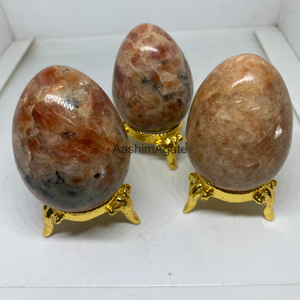 Œuf de cristal de pierre de soleil naturelle poli, pierre précieuse de guérison pour le Reiki, la méditation, les chakras et la décoration intérieure - Vente en gros - Product Image 2