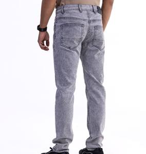 Pantalon pour homme coupe droite ample en denim délavé personnalisé, style streetwear hip-hop - Product Image 3