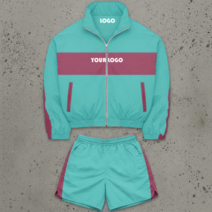 High Quality Custom Two Piece Men <b>Short</b> SetSweatsuit Nylon Full Zip up Windbreaker <b>Jacket</b> <b>Short</b> Set Tracksuit for Men - Product Image 3