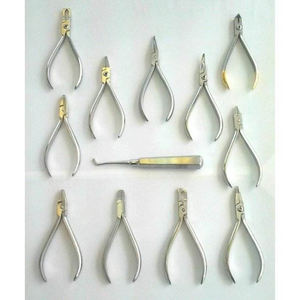 Dental Orthodontic Instrument Set With Bracket Placers Ligature Cutters Tweezers And <b>Wire</b> Benders <b>Silver</b> Manual Tools - Product Image 4