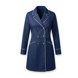 Elegante <span class=keywords><strong>Camice</strong></span> da Laboratorio Aderente per Donne, Manica Lunga, Abbigliamento Sanitario, Chiusura Frontale con Bottoni e Pratico Tasche Portaoggetti - Product Image 2