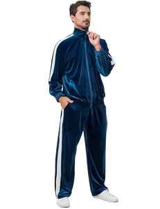 Nouvel ensemble de survêtement décontracté personnalisé avec logo, taille standard, respirant, 2 pièces, pantalon à taille élastique, col montant, en velours - Product Image 5