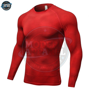 Camisetas de compresión de manga larga de secado rápido para hombre al por mayor de fábrica, Rash Guard, ropa deportiva para BJJ MMA con costuras satinadas - Product Image 3