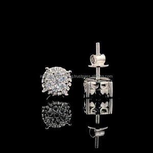 Round Moissanite Diamond <b>Stud</b> Earrings In 925 Sterling <b>Silver</b> Luxury Fine Jewelry For Women - Product Image 3