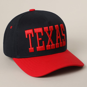 Texas Embroidered 6-Panel Snapback <b>Cap</b> Black Red Contrast Unisex Adjustable Twill Baseball Hat Casual Streetwear Style - Product Image 2