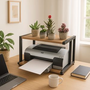Soporte de Madera para Impresora con Estante de Almacenamiento, Organizador de Escritorio, Mesa Auxiliar para Impresoras, Plantas y Suministros de Oficina - Product Image 3