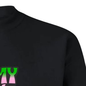 Sudadera de cuello redondo con estampado gráfico 'Black Love My Pink & Green', de manga larga, puños acanalados, informal, de forro polar para mujer, estilo urbano - Product Image 3