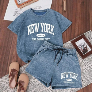 Conjunto de Verano para Mujer, 100% Algodón, Secado Rápido, Ecológico, Transpirable, Ropa Deportiva y de Ocio, Precio Económico, Venta al Por Mayor - Product Image 1