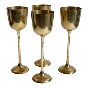 Set Of 3 Solid Brass Hammered Wine <b>Goblets</b> Handcrafted Gold Tone Metal Chalice <b>Goblet</b> Elegant Barware Home Decor Gifting - Product Image 6