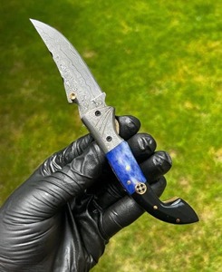 OEM Handmade Industrial/DIY Grade Utility Camping Pocket Folding <b>Knife</b> 7.5 Inch Damascus Steel <b>Bone</b>+Horn <b>Handle</b> Quick-Change - Product Image 1