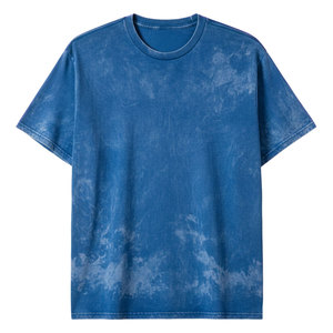 T-shirt uni délavé à l'acide pour homme, 100 % coton, tricoté, respirant, coupe classique, idéal pour l'été - Product Image 1
