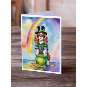 Whimsical A7 Size <b>5x7</b> Cavalier Spaniel St Patrick's Day Greeting Cards Pack 8 Blank Note Cards with <b>Envelopes</b> - Product Image 2
