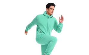 Survêtement à capuche vert menthe pour homme, couleur unie, coupe décontractée, 100 % coton respirant, coupe régulière, style automne - Product Image 2