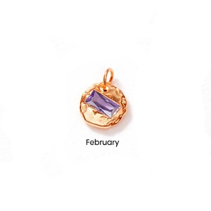Pendentif Améthyste Pierre de Naissance de Février, Plaqué Or Rose, Breloque Ronde en Forme de Pièce, Bijou en Pierre Précieuse Rectangulaire Facettée - Product Image 1