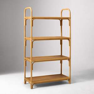 Traditional Hand Woven Rattan Shelving Beautiful Tall Nursery Storage Solution Practical <b>Book</b> Display Shelf Home Accent - Product Image 1