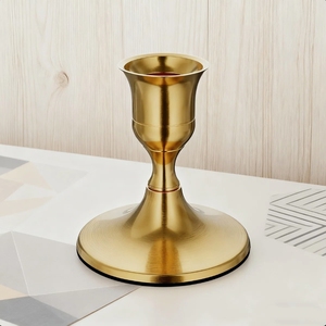 Wholesale Gold <b>Brass</b> Metal Short Taper Handmade Eco-Friendly Durable Modern Minimalist Candle Holder <b>Candlestick</b> Stand Table - Product Image 2