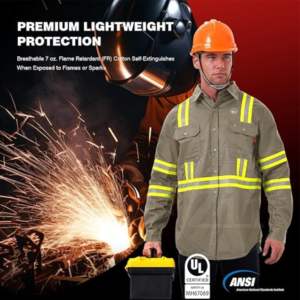 ZUNEZI ZI-7087 Respirador Transpirable de Alta Visibilidad con Certificación de Protección Contra Incendios, Manga Larga, Color Azul Marino/Caqui, 100% Algodón Twill - Product Image 5