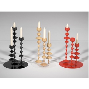 Best Selling Candle Holder Stand Mango Wood <b>Candlestick</b> Set of 3 <b>Black</b> Brown Red Candle Jar set of 3 living space - Product Image 1