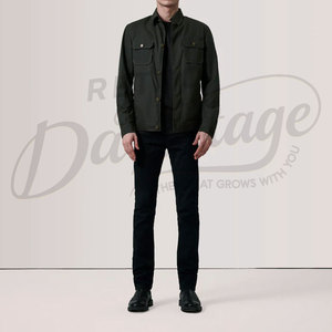 Chaqueta de algodón verde oscuro para hombre, estilo casual, corte ajustado, con botones, ligera, estilo utilitario, ropa de calle, camisa de moda. - Product Image 5