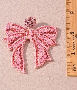 Los más bonitos pendientes de aro con lazos bordados artesanales y cuentas de semillas, para bodas, fiestas festivas y eventos, con diseño Printresty, joyería de moda - Product Image 1