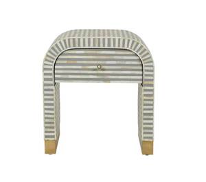 Mesita de Noche de Lujo Personalizada con Incrustaciones de Hueso, Cajón Espacioso y Artesanía Decorativa en Madera Hecha a Mano - Product Image 1