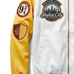 Customize logo <b>Men</b> <b>Nylon</b> College Satin Bomber Fabric Baseball <b>Jacket</b> for Spring - Product Image 5