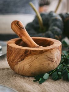 Ensemble mortier et pilon en bois grande capacité pour moudre épices, herbes, graines, ail et usage en cuisine - Product Image 4