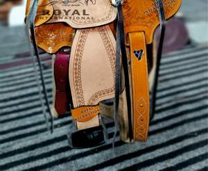 ROYAL INTERNATIONAL High Quality Barrel Racing Leather Western Saddle Fiber <b>Glass</b> <b>Tree</b> Stainless Steel Hardware for Best Price - Product Image 3