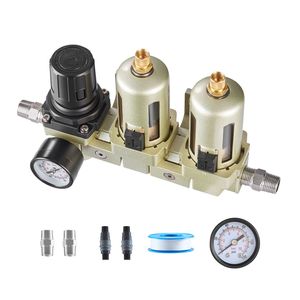 Filtro Regolatore Aria Compressore a Doppio Stadio 3/8'' NPT con Elemento Filtrante in Ottone da 25 m + 5 m, Scarico Semiautomatico, Sistema di Essiccazione Aria 25+5 m - Product Image 4