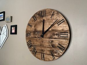 Hand Crafted Rustic Wooden <b>Wall</b> <b>Clock</b> Round Analog Quartz Battery Operated Roman Numerals Living Room <b>Decor</b> - Product Image 4