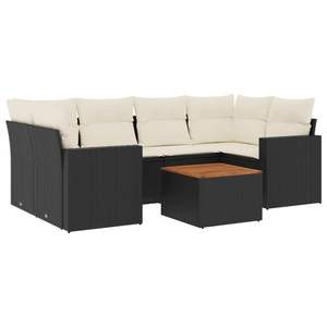 Ensemble de canapés de jardin noir et crème en rotin PE, mobilier d'extérieur imperméable au design contemporain - Product Image 4