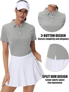 Polo à manches courtes pour femme, couleur unie, style décontracté, gris, 100% polyester, tissu Oxford, longueur normale - Product Image 5