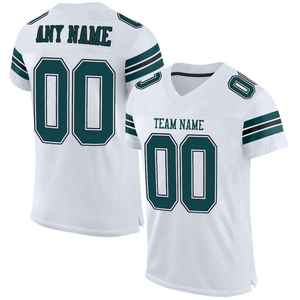 Maillot de football américain blanc personnalisé entièrement imprimé, col en V, manches courtes, pour homme adulte, respirant, en polyester, uniforme d'équipe, impression numérique - Product Image 6