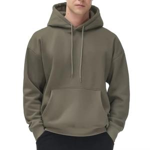 Sweat-shirt polaire à capuche vieilli, coupe oversize décontractée, couleur unie, avec poches, coupe classique, pour l'automne, vente en gros - Product Image 3