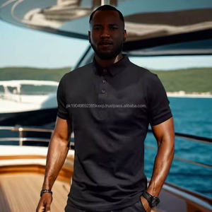 Camisetas Polo Casuales Negras Lisas para Hombre, 100% Algodón, Camisetas Polo Bordadas con Logotipo Personalizado - Product Image 3