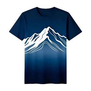 T-shirt pour homme personnalisé, 100% polyester, manches courtes, sublimation, style estival, imprimé montagne enneigée, tendance mode, coupe ajustée - Product Image 1