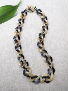 MN EXPORTS Collar de Cadena de Eslabones Hecho a Mano con Cuerno de Búfalo Redondo Pulido Ecológico Negro Natural, Fornituras de Joyería de Uttar Pradesh - Product Image 6