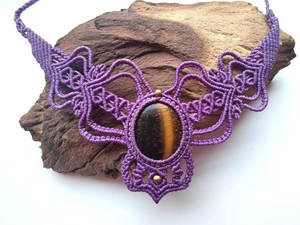 Collar de Perlas de Macramé Hecho a Mano con Diseño de Mariposa, Estilo Budista, Bohemio, Ajustable, con Piedras Curativas - Product Image 3