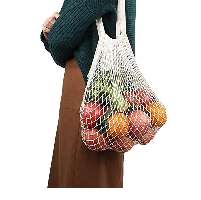 Best Price All Standard size tote bag bags Green Hanging Mesh Jute Cotton Pouch Mesh Pouch bags Exporter in india
