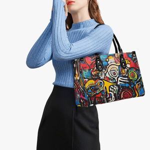 Sac à main en cuir PU pour femmes, imprimé graffiti, deux poignées, grande capacité, tendance, usage quotidien - Product Image 5