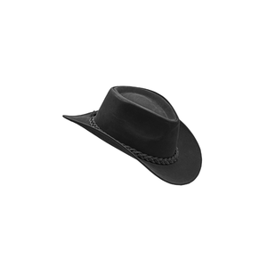 Wholesale Unisex Distressed Black Leather Cowboy <b>Hat</b> Waterproof <b>Western</b> Rider <b>Hat</b> Travel Sun Cap Custom Band and Logo - Product Image 3