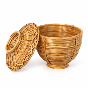 Customizable Handmade Rattan Plant Fiber Flower Pot <b>Planter</b> with Lid Eco-Friendly Not Coated Modern Design for Home Garden Decor - Product Image 1