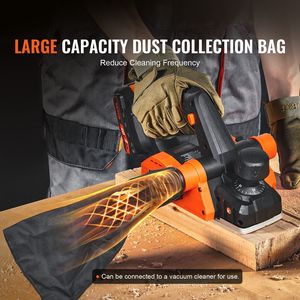 Pialla Elettrica Portatile Senza Fili, Larghezza 3-1/4'', 16000 RPM, Profondità Regolabile 5/64'', Lame HSS, Pialla per Legno a Doppia Impugnatura con Batteria - Product Image 5